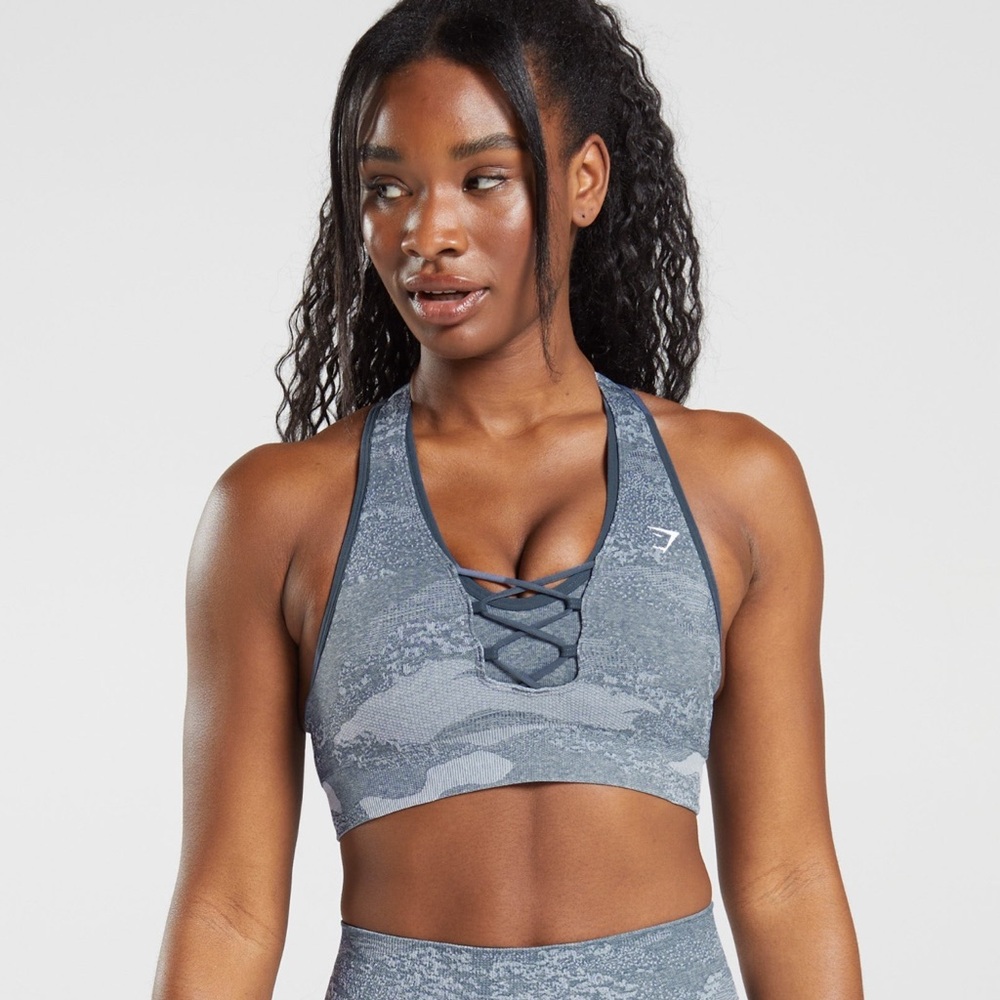 Gymshark Blue Racerback Sports Bra for Active Comfort